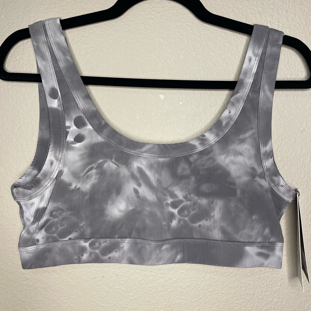 Glyder Ribbed Tie-Dye Sports Bra & Leggings Set | Gray | NWT | Retail $126